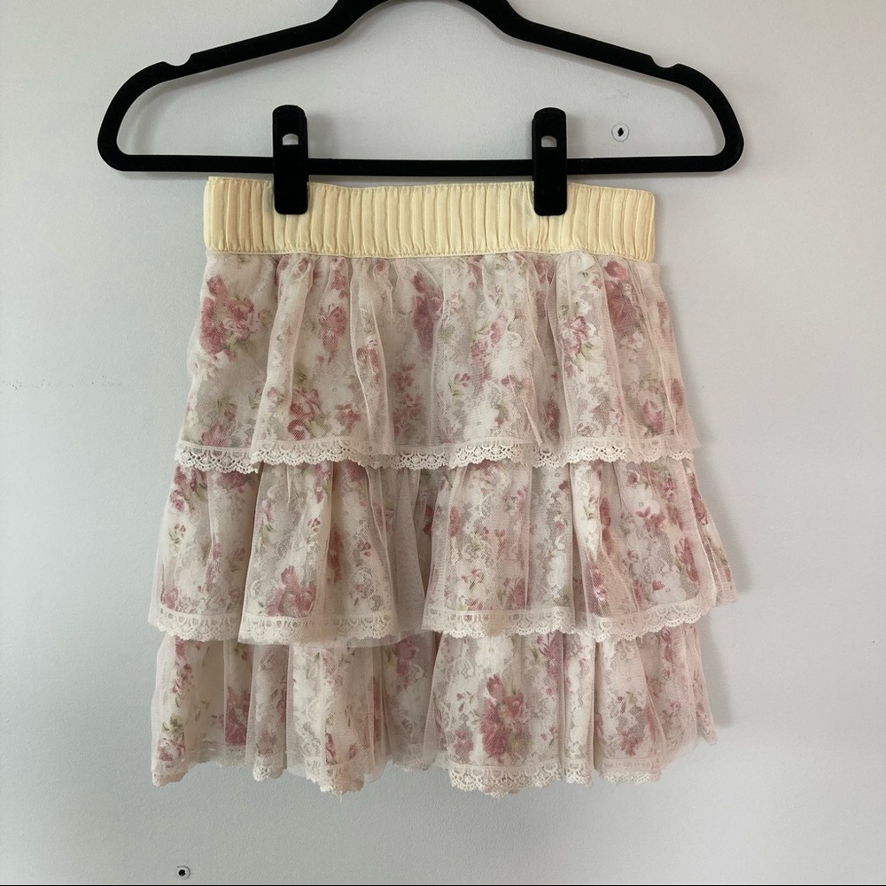 Kawaii Floral Lace Tulle Cake Layered Skirt